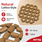 240 Pieces Bamboo Square Lattice Table Mats, Natural Finish, 19 × 19 cm, 1 Piece