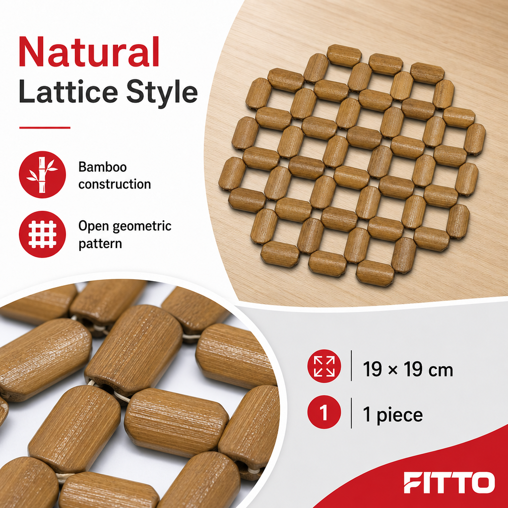 240 Pieces Bamboo Square Lattice Table Mats, Natural Finish, 19 × 19 cm, 1 Piece