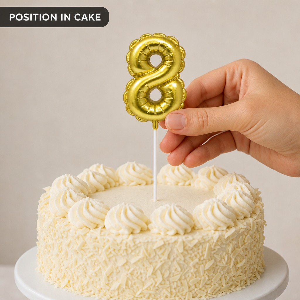 144 Pieces Number 8 Birthday Cake Candle, 9 cm, Gold or Silver Single Candle