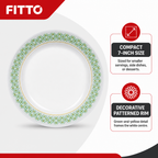 144 Pieces Dinner Plate, 7 Inch, White with Green and Yellow Pattern, Round Tablewares