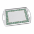 72 Pieces Rectangular Serving Trays with Double Handles, 22 Inch, Gray Decorative Border