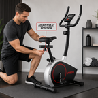 48 Pieces Upright Exercise Bikes with Magnetic Resistance, Adjustable Seat, Digital Monitor and Steel Frame