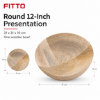 96 Pieces Wooden Serving Bowl, Round Tablewares Dish, 12 Inch, Natural Wood