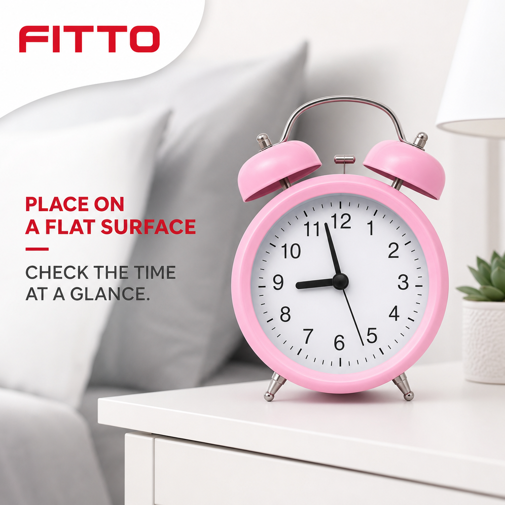 96 Pieces Pink Classic Twin-Bell Alarm Clocks with Large Numbers, Round Face, 19 x 15 x 8 cm