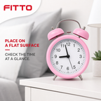 96 Pieces Pink Classic Twin-Bell Alarm Clocks with Large Numbers, Round Face, 19 x 15 x 8 cm