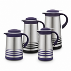 48 Pieces Vacuum Jug Set, Silver and Purple, 4 Pieces with 1.0, 1.3, 1.6 and 1.9 Litre Capacities