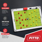72 Pieces Magnetic Football Coaching Tactics Board with Marker Pieces, Rectangular Green Field Planner, 35 x 25 cm