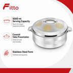 48 Pieces Stainless Steel Insulated Hot Pot, 5000 ml, Round Serving Pot, 1 Piece