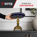 48 Pieces Decorative Pedestal Serving Bowl, Blue and Gold Ornamental Centerpiece, 30 x 30 x 20 cm, 1 Piece