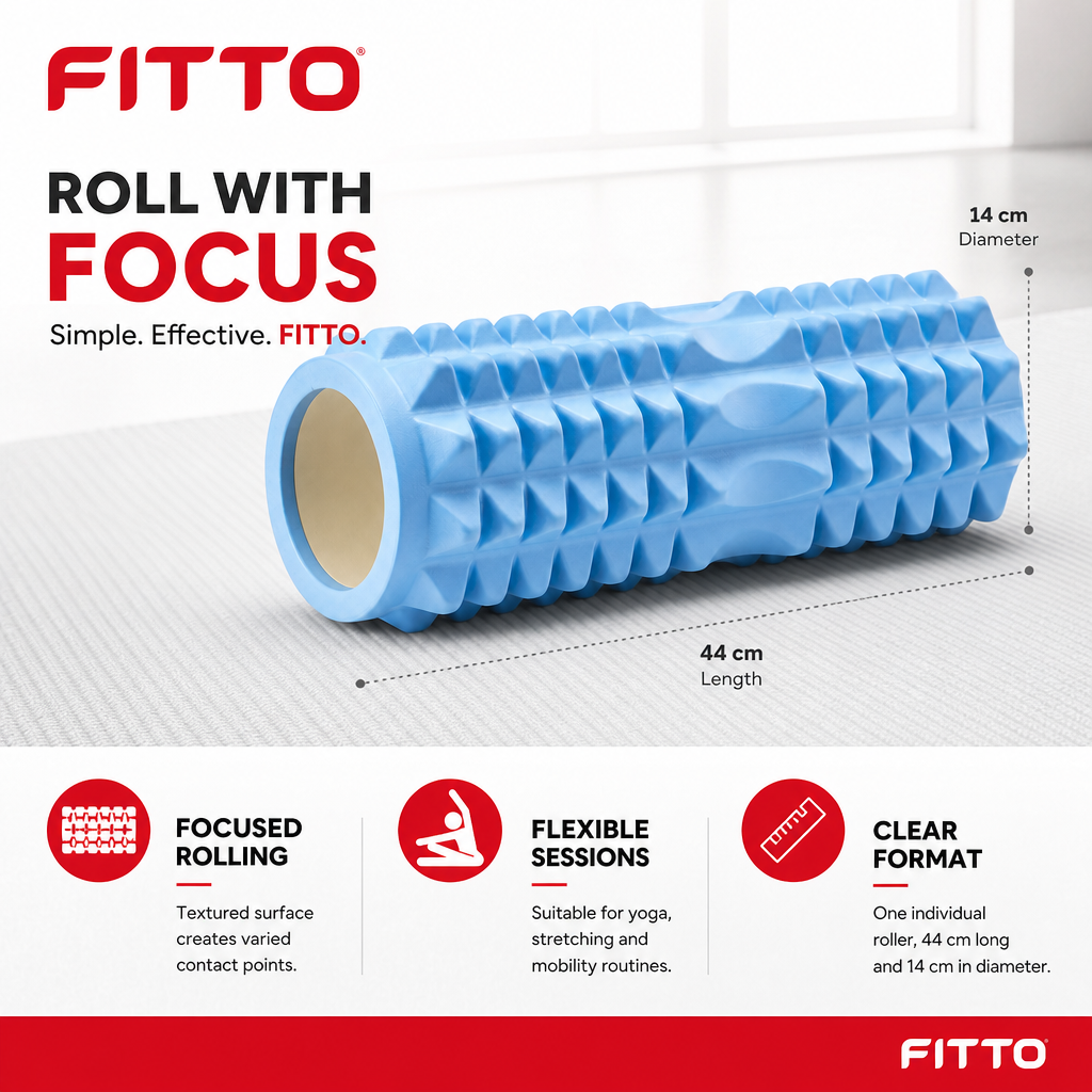 72 Pieces Textured Foam Yoga Roller, 44 cm, Light Blue