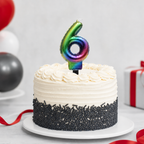 240 Pieces Rainbow Metallic Number 6 Cake Candle, 3 in, 1 Piece
