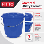 120 Pieces Household Buckets with Lid and Carry Handle, Plastic, 7 Litre, Blue