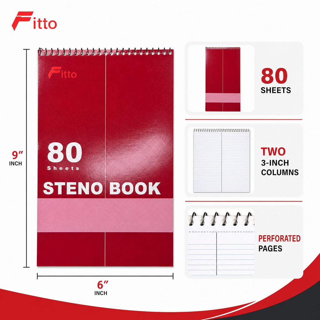 240 Pieces Steno Book, 6 x 9 Inch, 80 Sheets, Spiral Notebook with Perforated Pages, 1 Piece