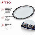 96 Pieces Melamine Waven Oval Plate, 12 Inch, Ornate Border Design 2655