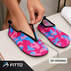 60 Pieces Aqua Shoes for Adults with Zip, Pink and Blue Camouflage, One Size, 1 Pair