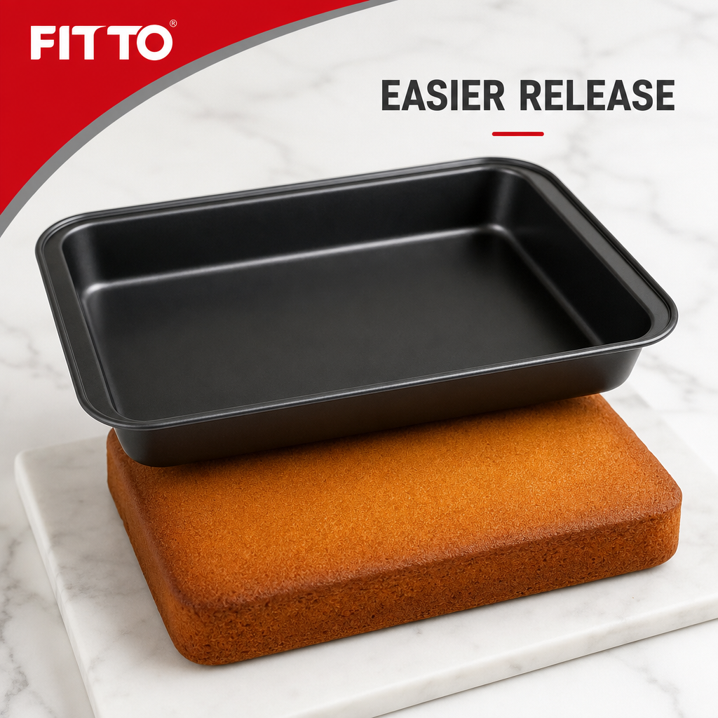96 Pieces Black Rectangular Carbon Steel Non-Stick Cake Mold 37 × 25 × 5 cm, 1 Piece