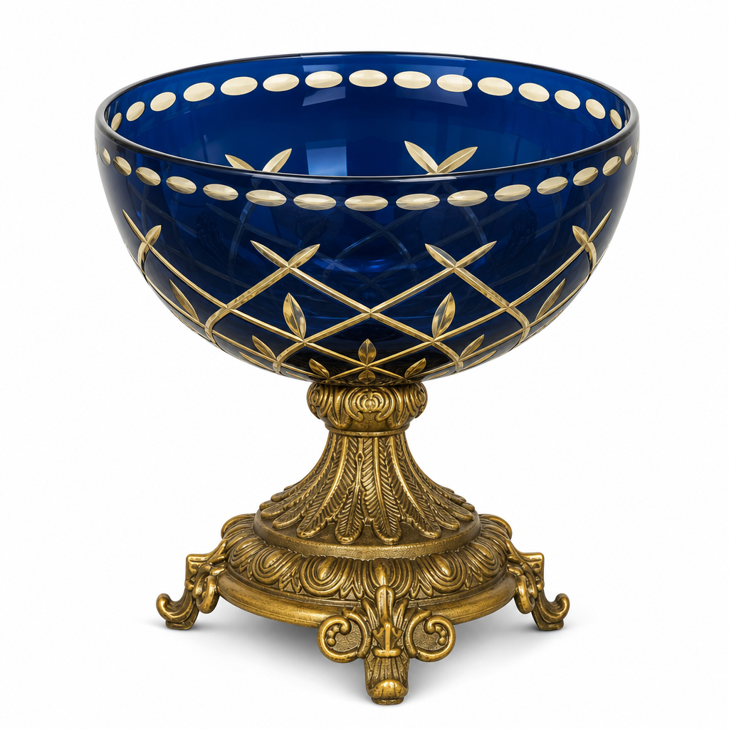 60 Pieces Decorative Pedestal Serving Bowl, Blue and Gold, 30 cm, 1 Piece