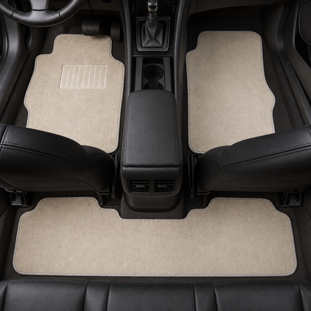 48 Pieces Carpet Car Floor Mat Sets, Beige, 3-Piece Vehicle Interior Floor Covering