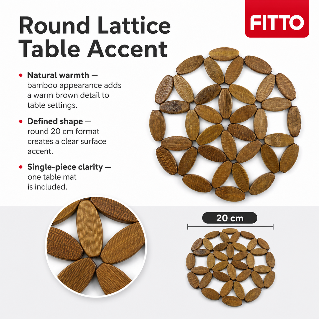 240 Pieces Natural Bamboo Round Lattice Table Mats, 20 cm, 1 Piece