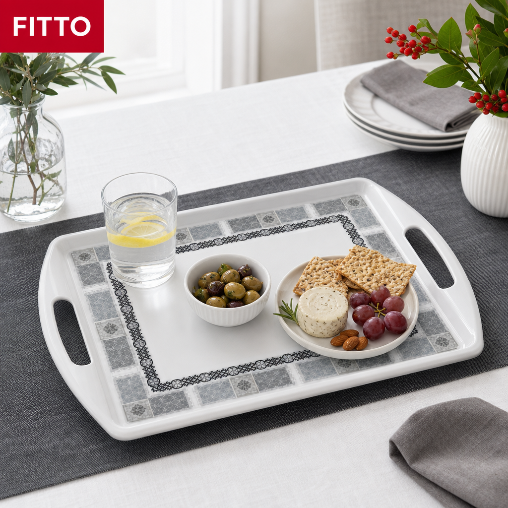72 Pieces Melamine Rectangular Serving Trays with Double Handles, 20 Inch, 53 x 38 cm