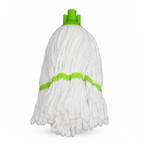 96 Pieces Cotton Mop Head, 150 g, White with Green Connector for Floor Cleaning