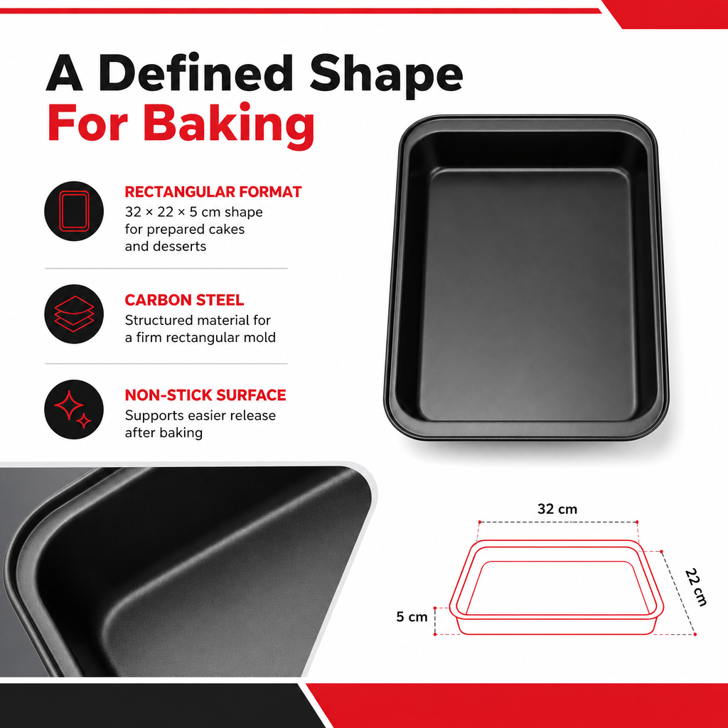 96 Pieces Cake Mold, Black Rectangular Carbon Steel Non-Stick Baking Pan, 32 × 22 × 5 cm, 1 Piece