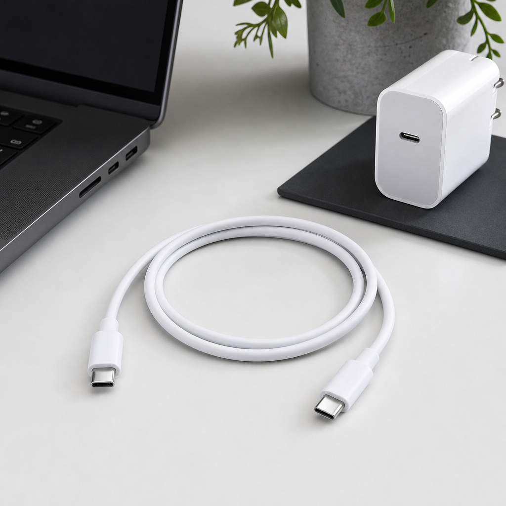 96 Pieces USB-C to USB-C Charging Cables, 65W PD, 1000mm, White
