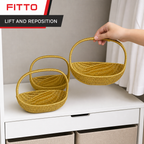 48 Pieces Oval Wicker Storage Baskets with Handles, Gold, Set of 3