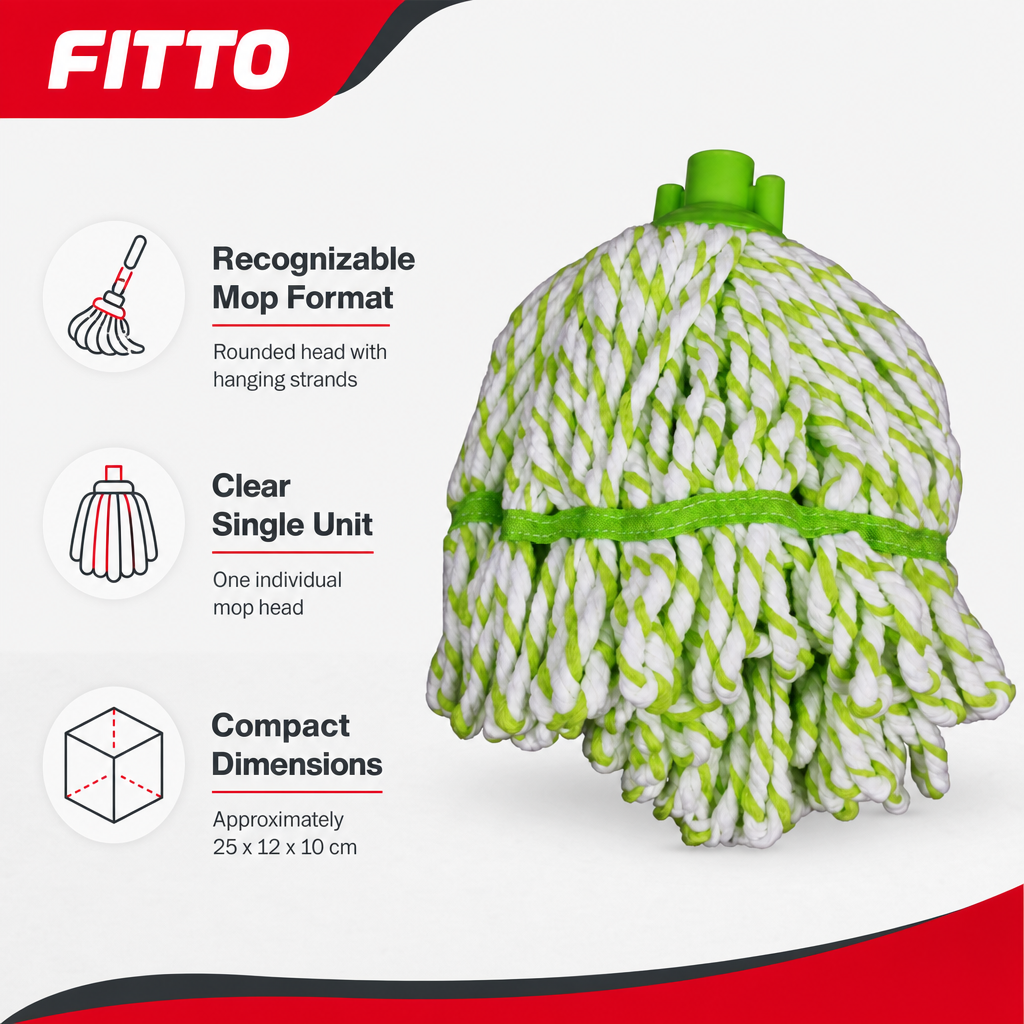 96 Pieces Cotton Mop Head, 150 g, Green and White, Floor Cleaning Head
