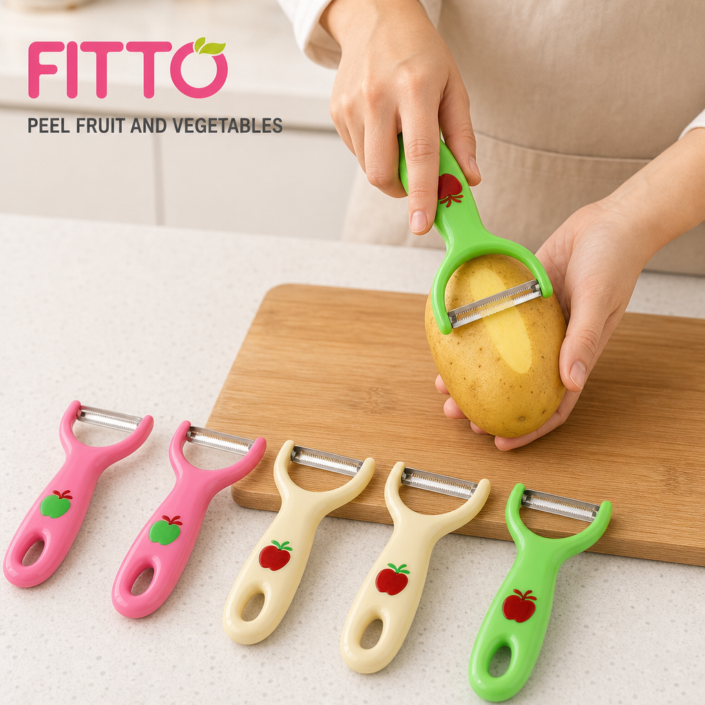 144 Pieces Y-Shaped Fruit and Vegetable Peeler Set, 6 Pieces, Assorted Pink Cream and Green Handles
