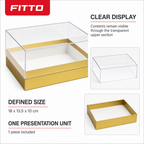 96 Pieces Acrylic Presentation Box, Gold and Clear Rectangular Design, 18 x 13.5 x 10 cm, 1 Piece