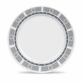 120 Pieces Dinner Plate, 9 Inch, Grey Geometric Border, Round Tablewares