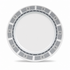 120 Pieces Dinner Plate, 9 Inch, Grey Geometric Border, Round Tablewares