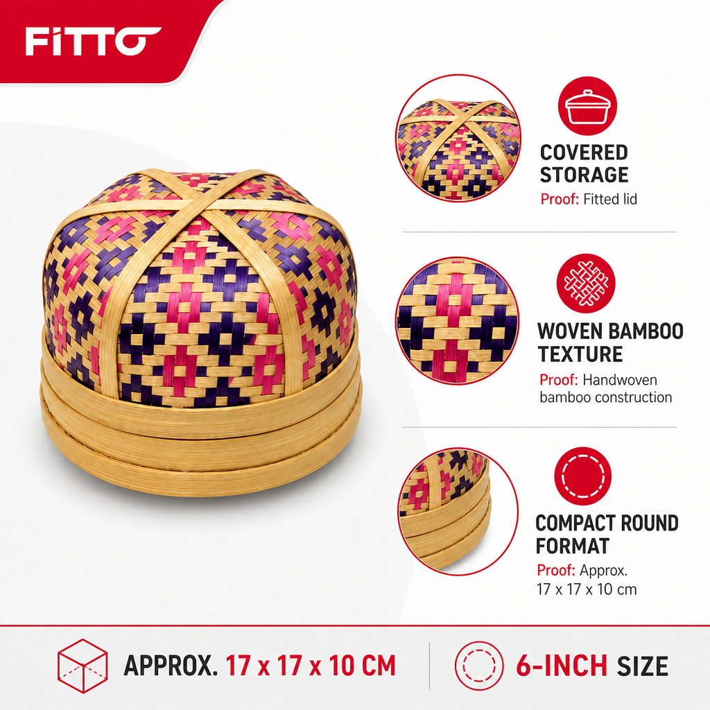 96 Pieces Handwoven Bamboo Round Decorative Storage Box with Lid, 6 Inch