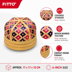 96 Pieces Handwoven Bamboo Round Decorative Storage Box with Lid, 6 Inch