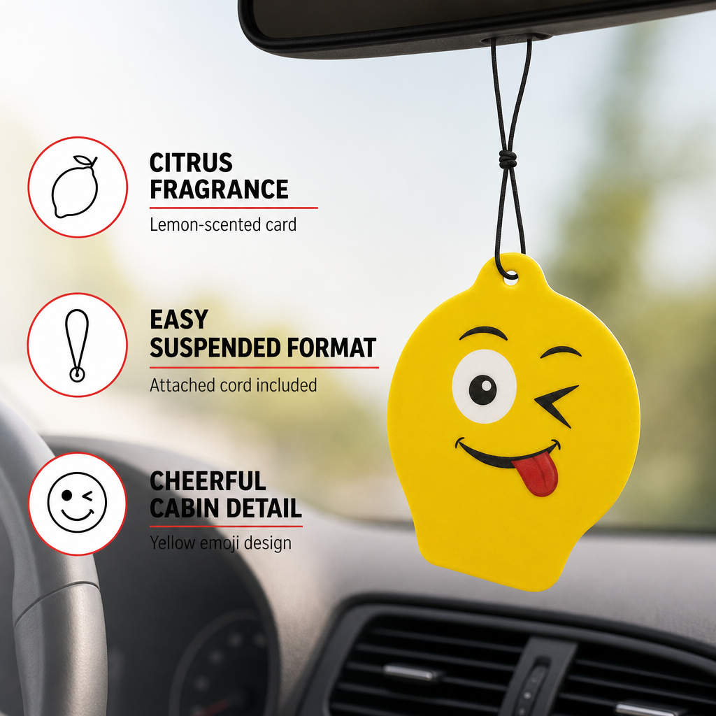 144 Pieces Hanging Card Air Freshener, Lemon Scent, Yellow Emoji Design, 1 Piece