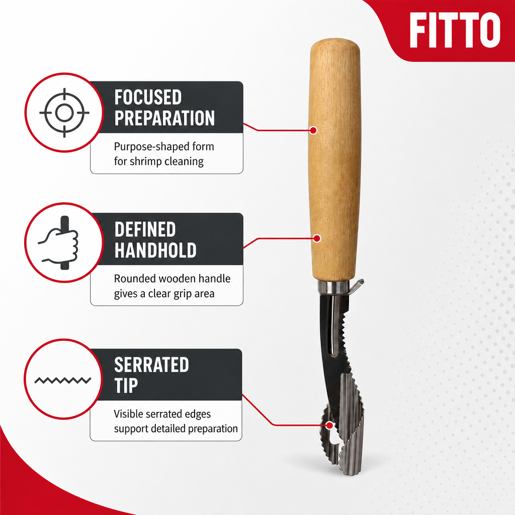 144 Pieces Shrimp Deveining Knife with Wooden Handle and Serrated Cleaning Tip, 28 cm
