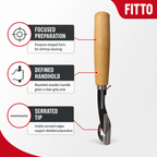 144 Pieces Shrimp Deveining Knife with Wooden Handle and Serrated Cleaning Tip, 28 cm