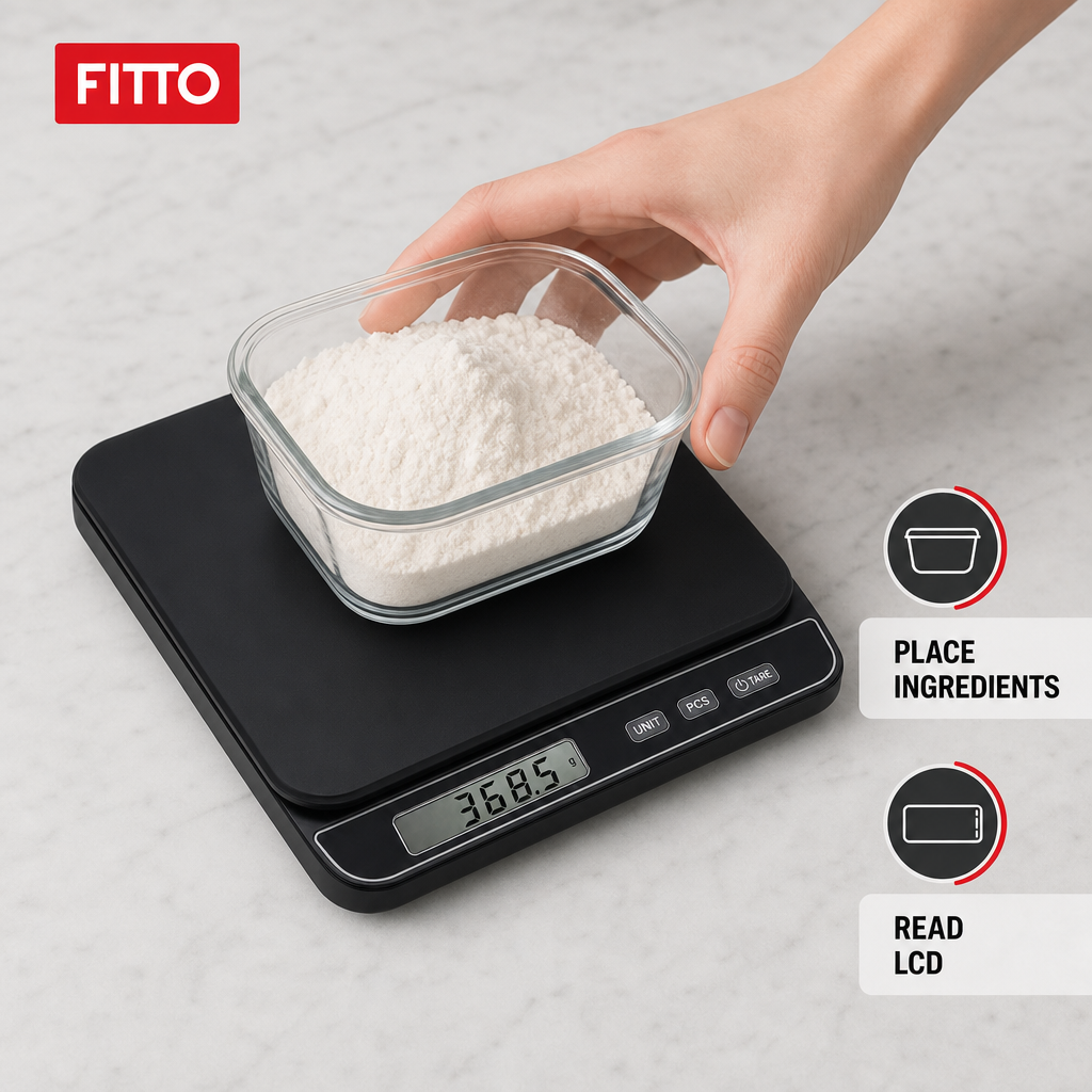 96 Pieces Digital Kitchen Scale with LCD Display, Black, 25 x 20 x 5 cm