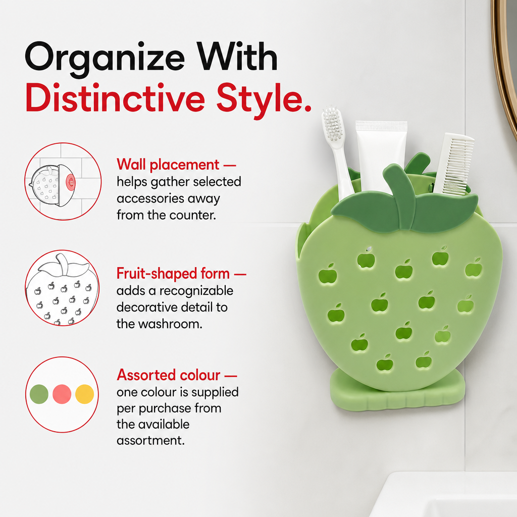 120 Pieces Bathroom Accessory Holder, Fruit-Shaped Adhesive Wall Mount, Assorted Colour, 1 Piece, 20 x 17 x 10 cm