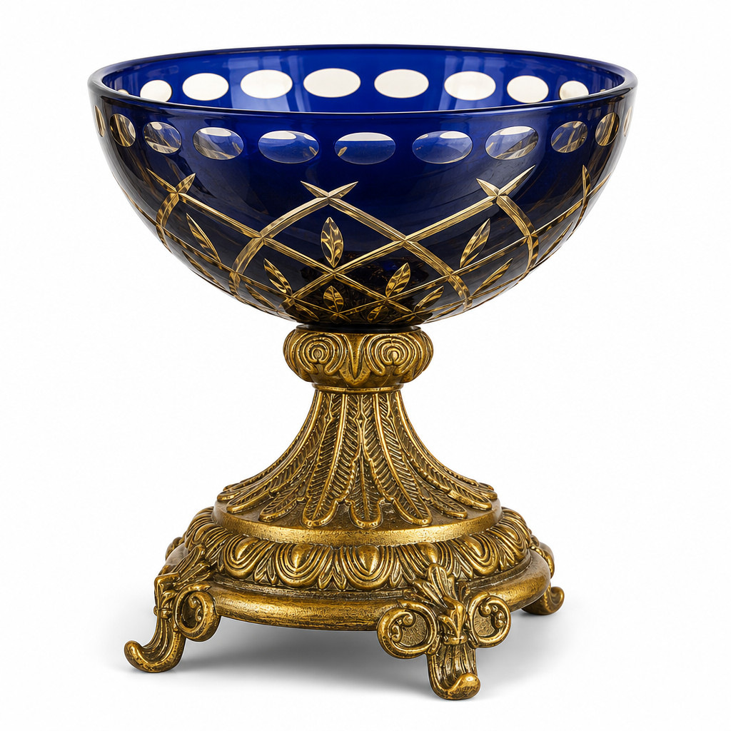 72 Pieces Decorative Pedestal Serving Bowl, Blue and Gold, 30 x 30 x 20 cm, 1 Piece