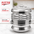 48 Pieces Stainless Steel Multi-Tier Idli Steamer Pot with Domed Lid, 18-Idli Capacity