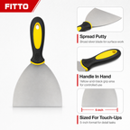 144 Pieces 5 Inch Putty Knife Paint Scraper with Rubber Handle, Yellow Black Silver, 1 Piece