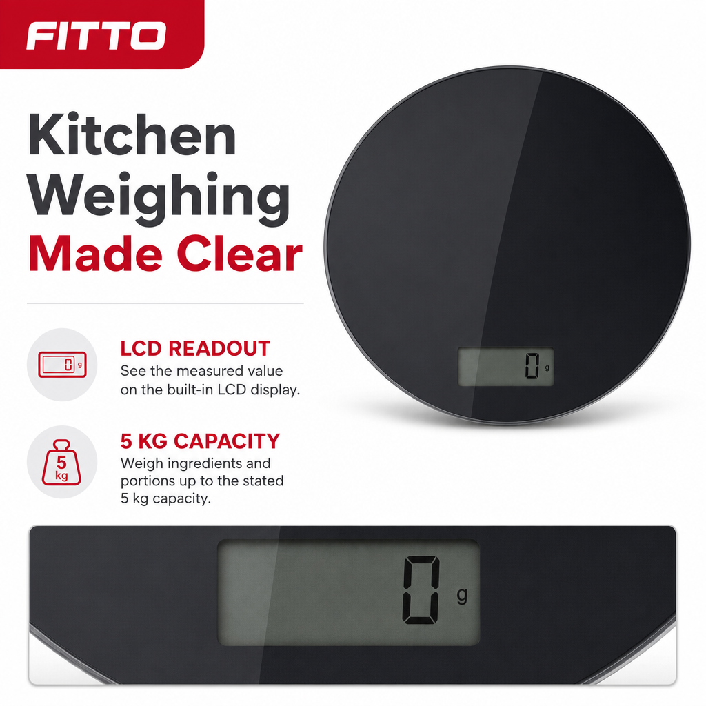 96 Pieces Digital Kitchen Scales with LCD Display, 5 kg Capacity, Black, 1 Piece