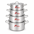 48 Pieces Aluminium Cooking Pot Set with Lids, 4-Piece Round Cookwares Set