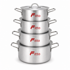 48 Pieces Aluminium Cooking Pot Set with Lids, 4-Piece Round Cookwares Set