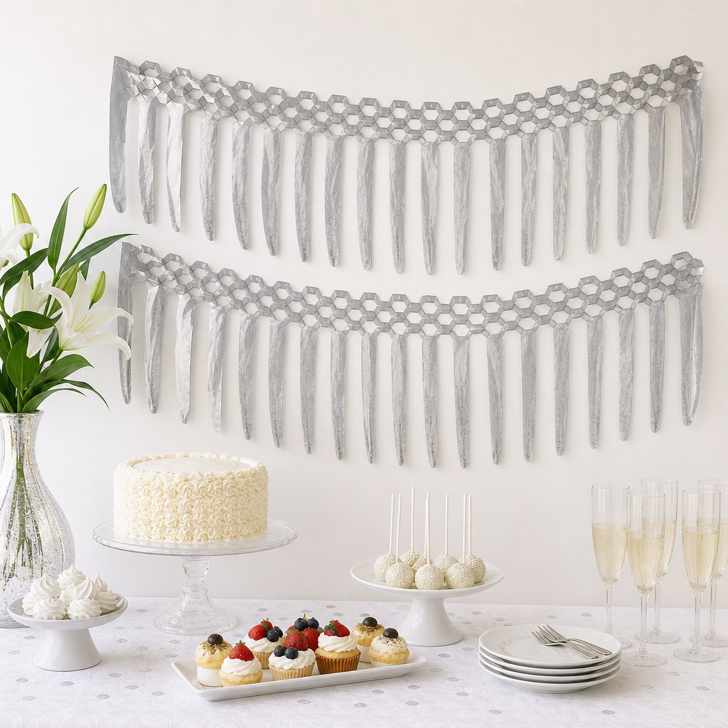 144 Pieces Silver Honeycomb Garland, 2 m, 2 Pieces for Party Decorations