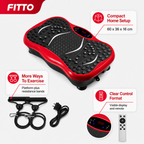 48 Pieces Vibration Exercise Platforms, Small Red Shaking Machine with Plastic Housing, Resistance Bands and Remote, 60 x 36 x 16 cm