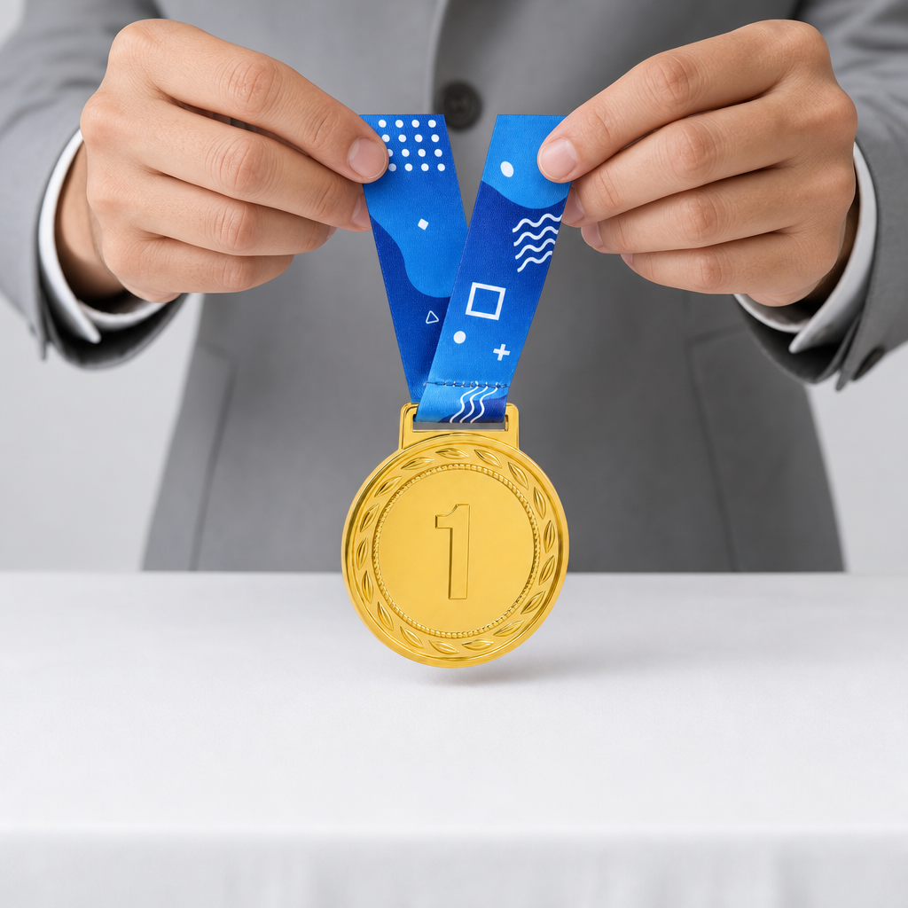 144 Pieces 1st Place Medal with Blue Ribbon, Gold Award Medal for Recognition Ceremonies