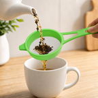 240 Pieces Tea Strainers, Green Plastic Fine Mesh Sieve with Long Handle, 1 Piece, 14 x 12 x 10 cm